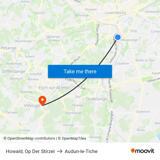 Howald, Op Der Stirzel to Audun-le-Tiche map