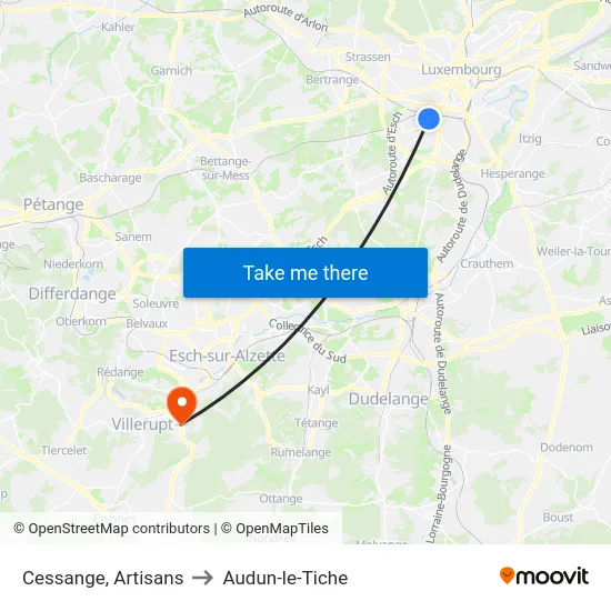 Cessange, Artisans to Audun-le-Tiche map
