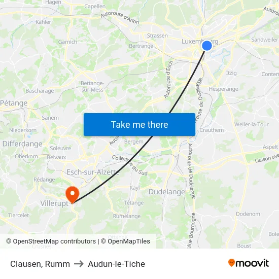 Clausen, Rumm to Audun-le-Tiche map