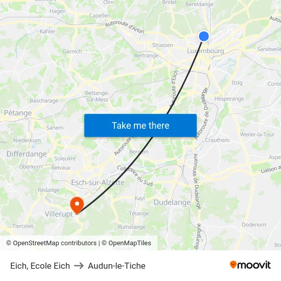 Eich, Ecole Eich to Audun-le-Tiche map