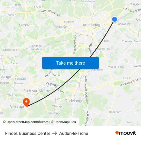 Findel, Business Center to Audun-le-Tiche map