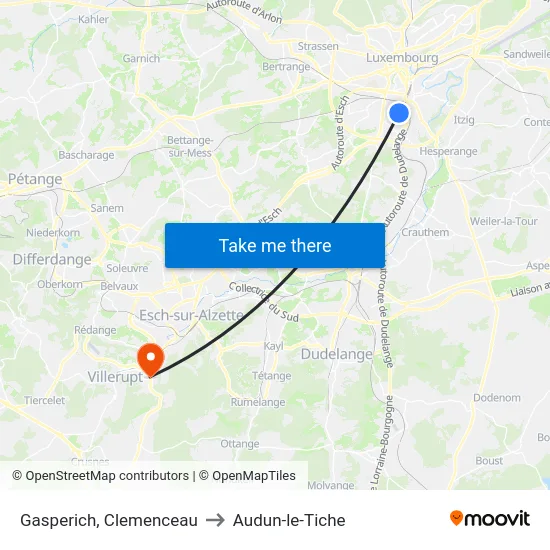 Gasperich, Clemenceau to Audun-le-Tiche map