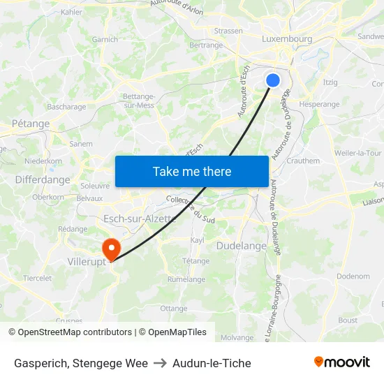 Gasperich, Stengege Wee to Audun-le-Tiche map