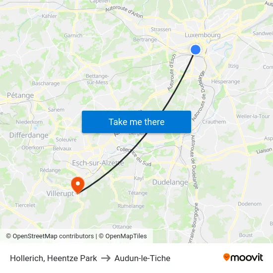 Hollerich, Heentze Park to Audun-le-Tiche map