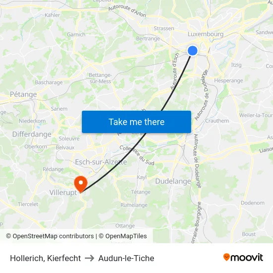 Hollerich, Kierfecht to Audun-le-Tiche map