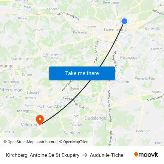 Kirchberg, Antoine De St Exupéry to Audun-le-Tiche map