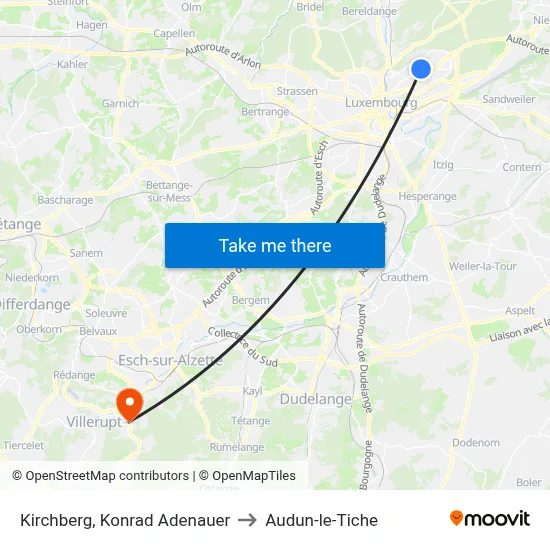 Kirchberg, Konrad Adenauer to Audun-le-Tiche map