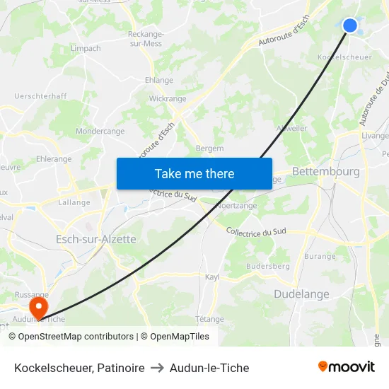Kockelscheuer, Patinoire to Audun-le-Tiche map