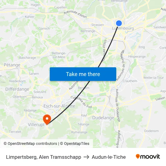 Limpertsberg, Alen Tramsschapp to Audun-le-Tiche map