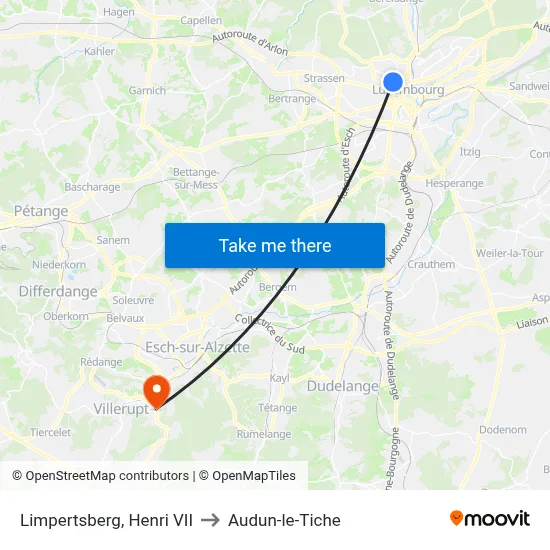 Limpertsberg, Henri VII to Audun-le-Tiche map