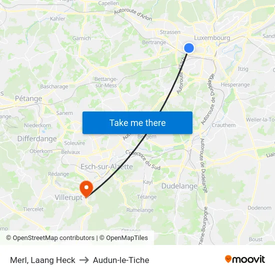Merl, Laang Heck to Audun-le-Tiche map