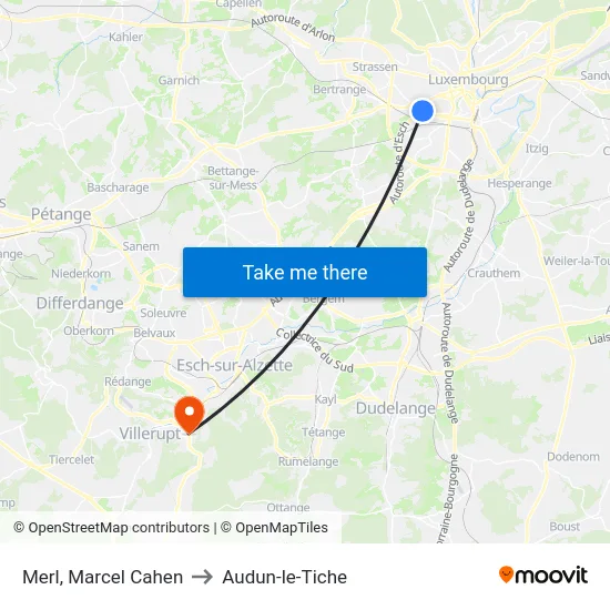 Merl, Marcel Cahen to Audun-le-Tiche map
