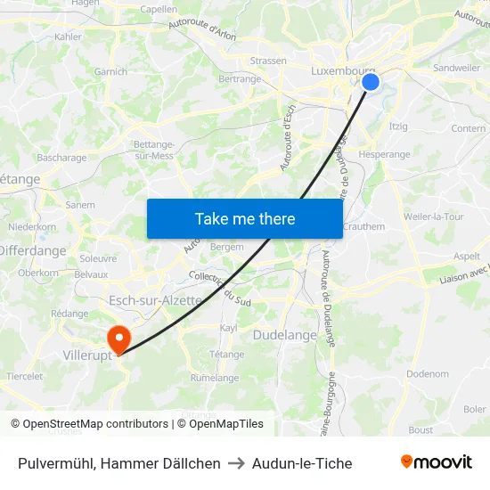 Pulvermühl, Hammer Dällchen to Audun-le-Tiche map