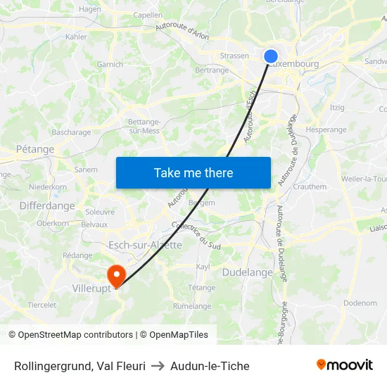 Rollingergrund, Val Fleuri to Audun-le-Tiche map