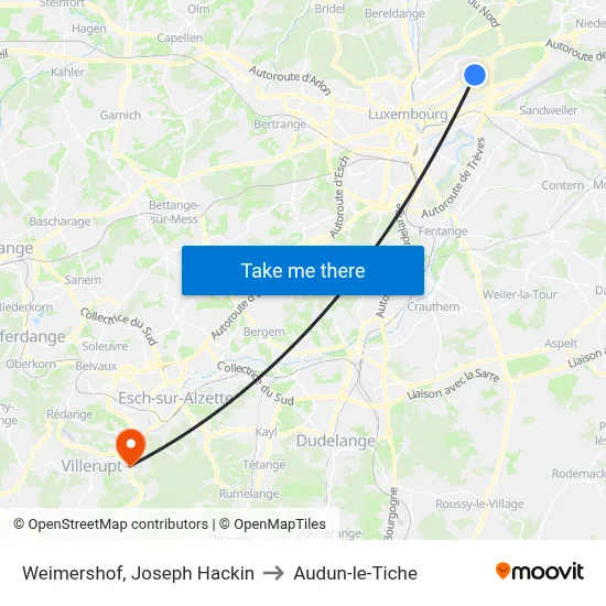 Weimershof, Joseph Hackin to Audun-le-Tiche map