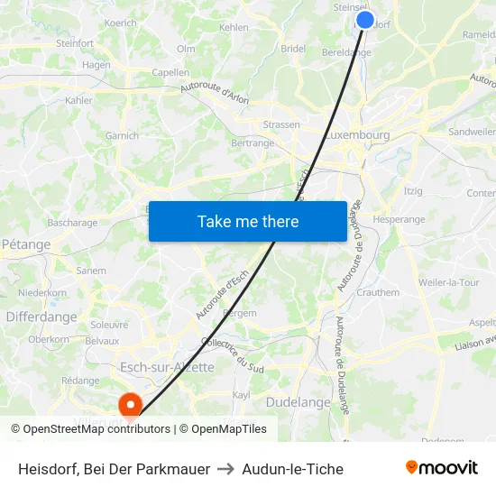 Heisdorf, Bei Der Parkmauer to Audun-le-Tiche map
