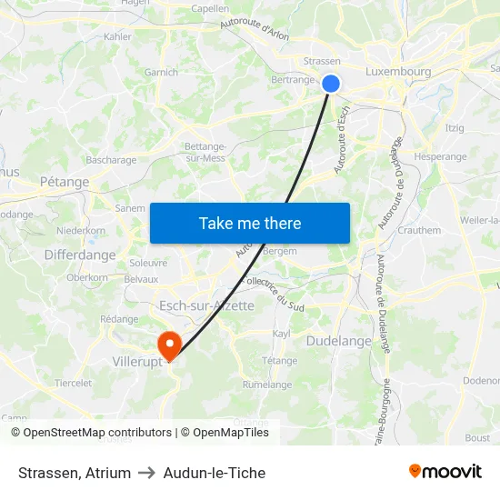 Strassen, Atrium to Audun-le-Tiche map