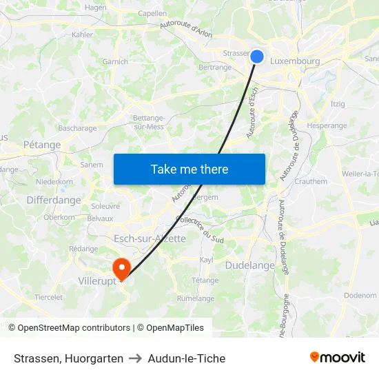 Strassen, Huorgarten to Audun-le-Tiche map