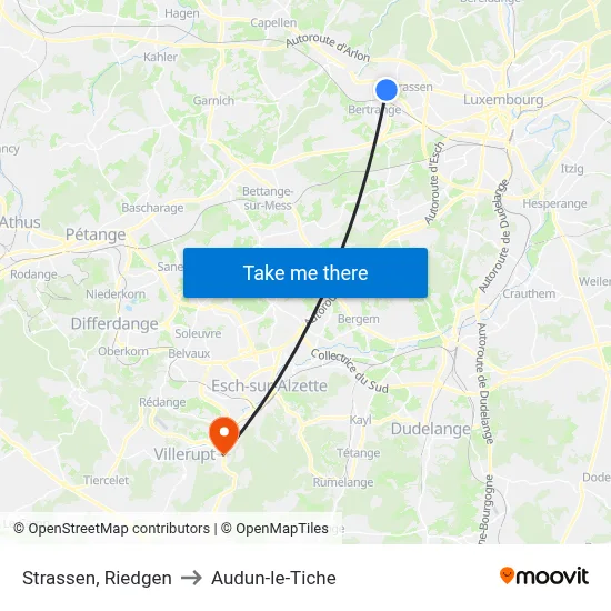 Strassen, Riedgen to Audun-le-Tiche map