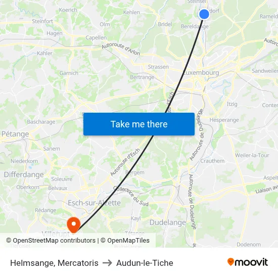 Helmsange, Mercatoris to Audun-le-Tiche map