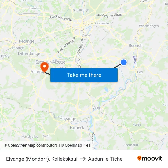 Elvange (Mondorf), Kallekskaul to Audun-le-Tiche map