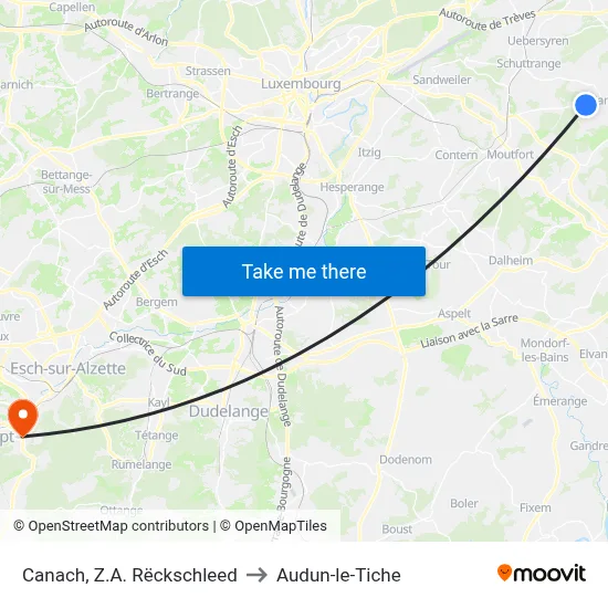 Canach, Z.A. Rëckschleed to Audun-le-Tiche map
