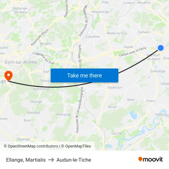 Ellange, Martialis to Audun-le-Tiche map