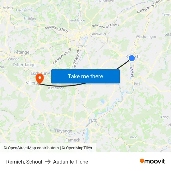 Remich, Schoul to Audun-le-Tiche map