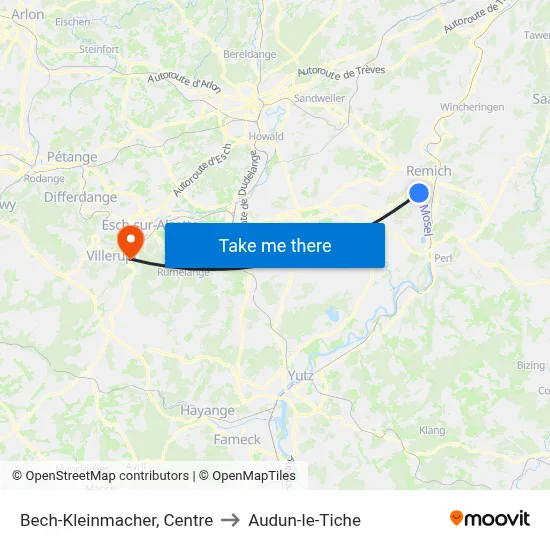 Bech-Kleinmacher, Centre to Audun-le-Tiche map