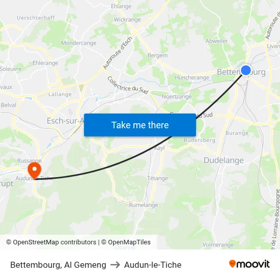 Bettembourg, Al Gemeng to Audun-le-Tiche map