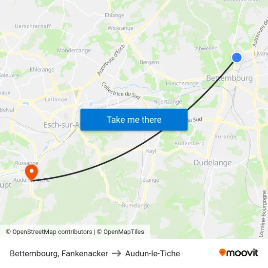 Bettembourg, Fankenacker to Audun-le-Tiche map