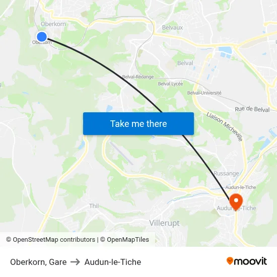 Oberkorn, Gare to Audun-le-Tiche map