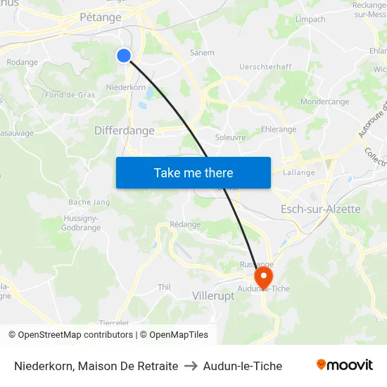 Niederkorn, Maison De Retraite to Audun-le-Tiche map