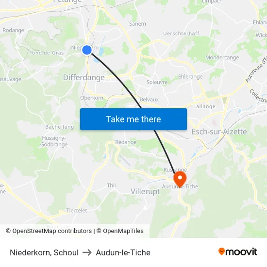 Niederkorn, Schoul to Audun-le-Tiche map