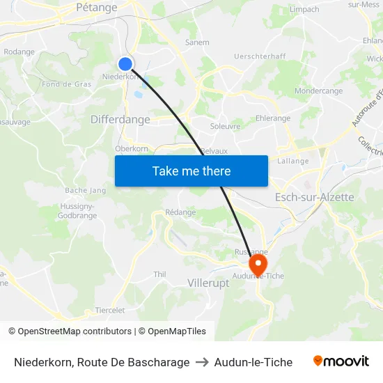 Niederkorn, Route De Bascharage to Audun-le-Tiche map