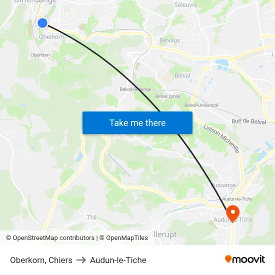 Oberkorn, Chiers to Audun-le-Tiche map