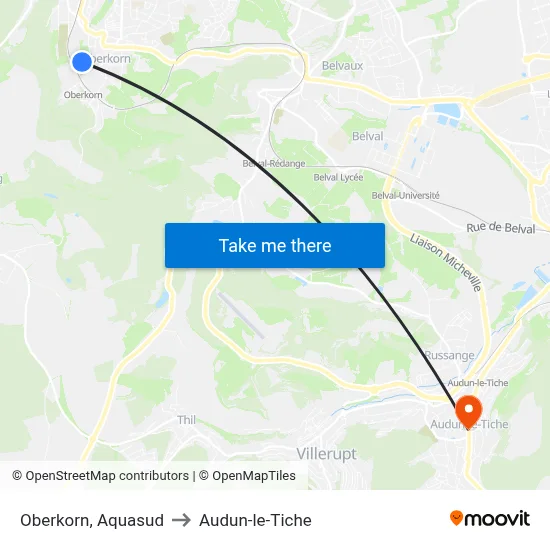 Oberkorn, Aquasud to Audun-le-Tiche map