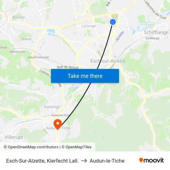 Esch-Sur-Alzette, Kierfecht Lall. to Audun-le-Tiche map