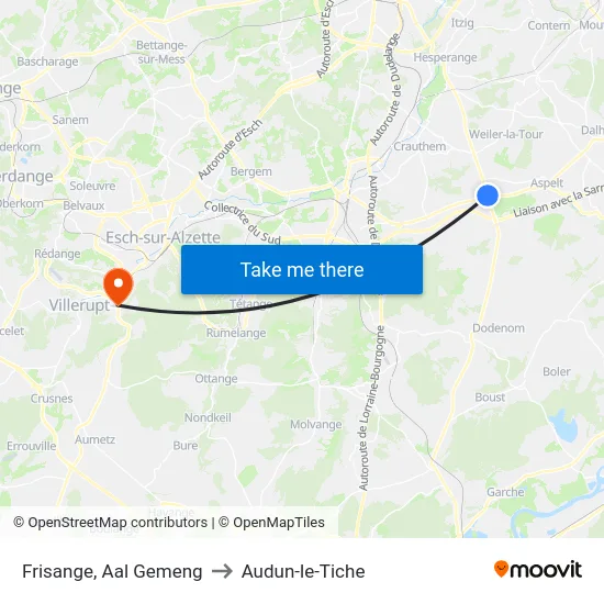 Frisange, Aal Gemeng to Audun-le-Tiche map