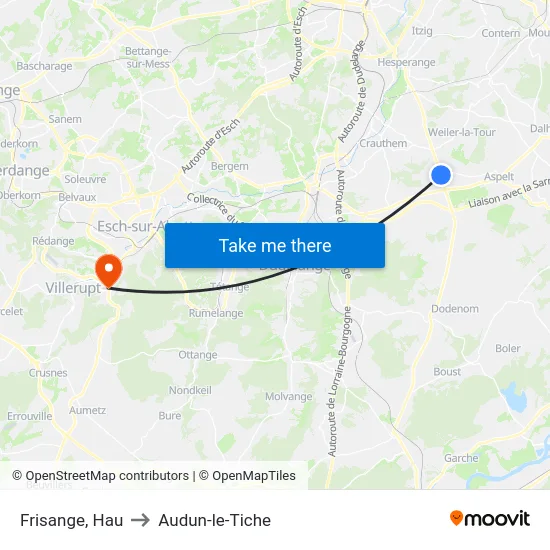 Frisange, Hau to Audun-le-Tiche map