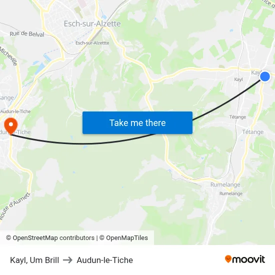 Kayl, Um Brill to Audun-le-Tiche map