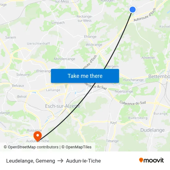 Leudelange, Gemeng to Audun-le-Tiche map