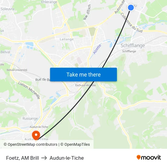 Foetz, AM Brill to Audun-le-Tiche map
