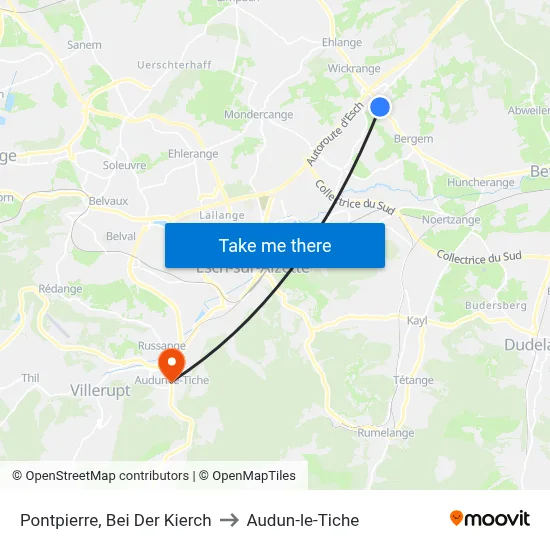 Pontpierre, Bei Der Kierch to Audun-le-Tiche map