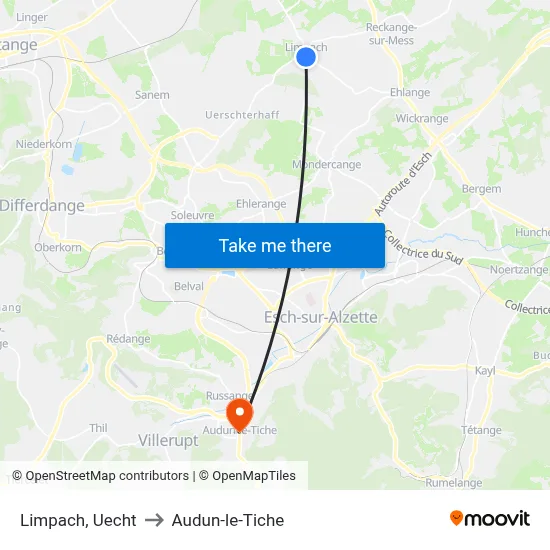 Limpach, Uecht to Audun-le-Tiche map