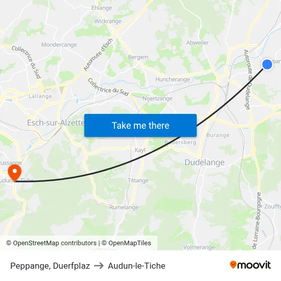 Peppange, Duerfplaz to Audun-le-Tiche map