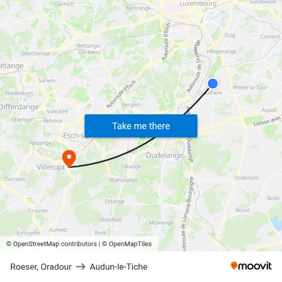 Roeser, Oradour to Audun-le-Tiche map