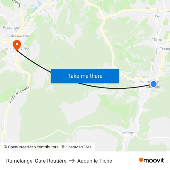 Rumelange, Gare Routière to Audun-le-Tiche map