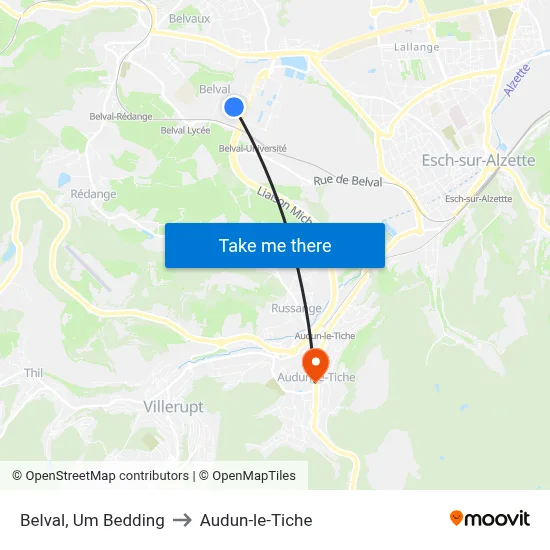Belval, Um Bedding to Audun-le-Tiche map