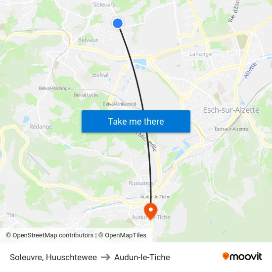 Soleuvre, Huuschtewee to Audun-le-Tiche map